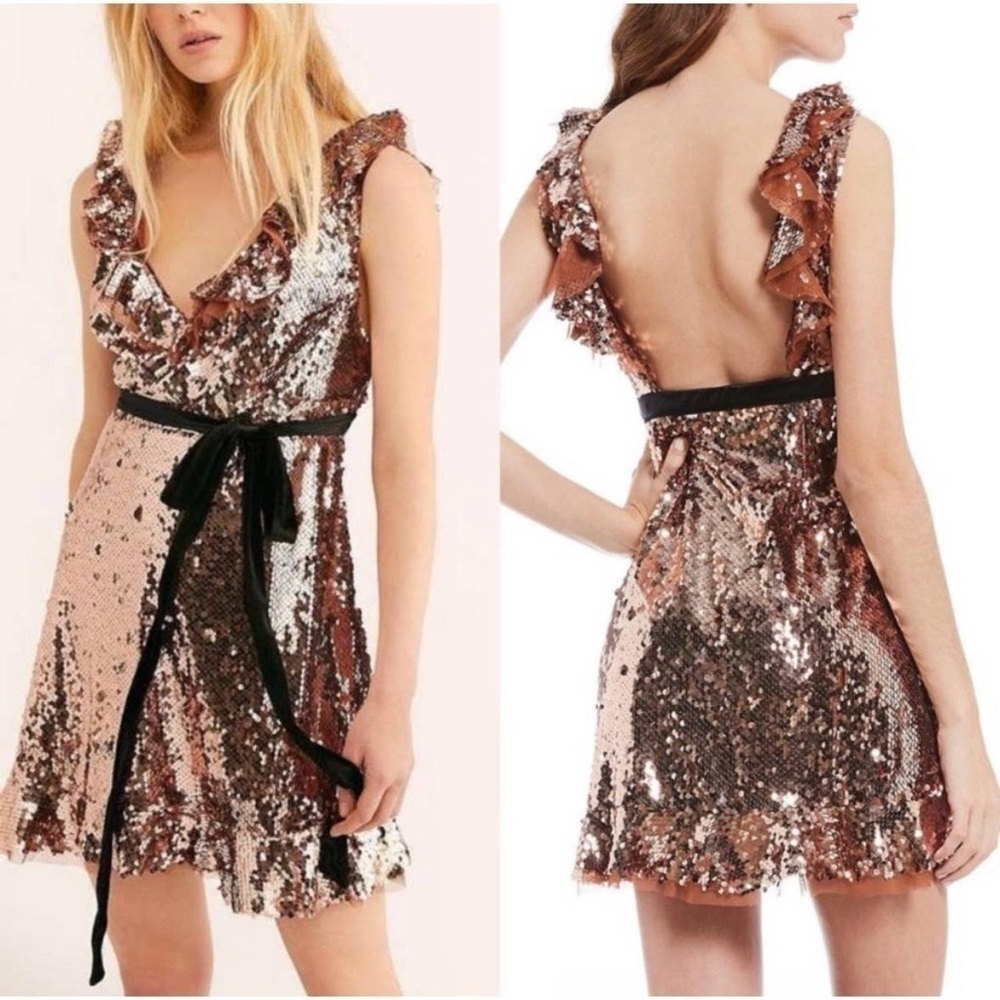 NWT Free People Siren Sequin Mini Dress
Tribeca Copper
Size 2